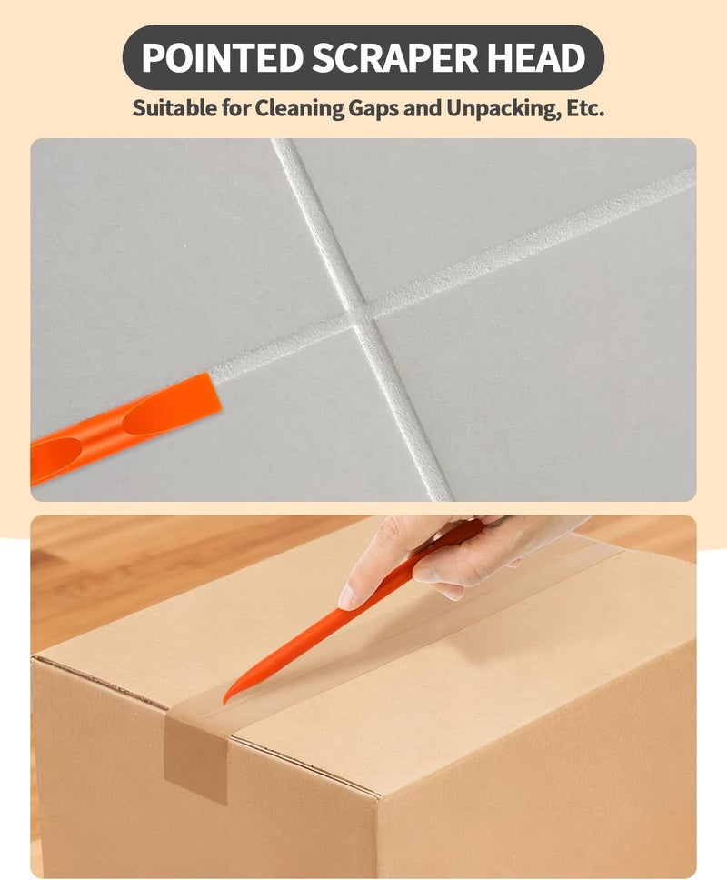 OXDFK 12 PCS Carbon Fiber Plastic Scrapers Tool, Non-Scratch Scraper Tool for Tight Spaces, Multi-Purpose Label Scraper Pen-Shaped, for Car Cleaning Supplies, Kitchen, Crevices, Stains (Orange) - Image 5